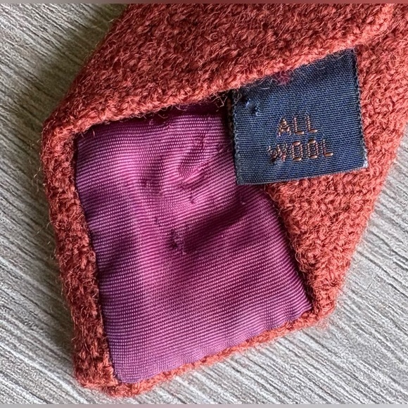 Vintage 70s Ruffler By Rooster Wool Necktie Tie Hippie Orange Retro professor - Picture 4 of 4